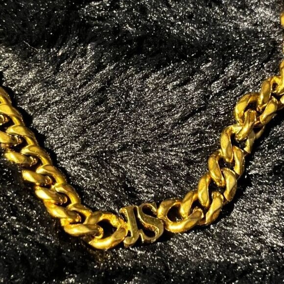 JS Monogram Gold-Tone Choker Chain Necklace - Picture 5 of 5